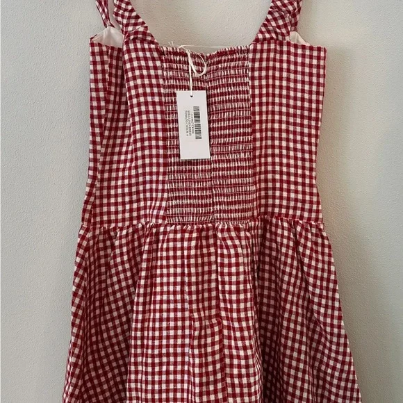 Reformation Red Gingham Off-Shoulder Mini DressNWTSize 6 (Runs Small) -  threedaughtersproperties.com